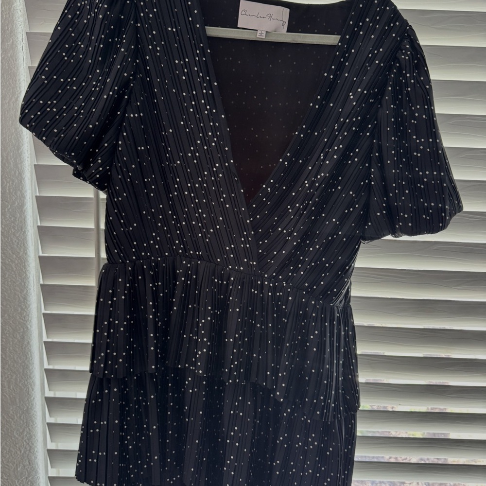 Charles Henry Black and White Patterned Dress